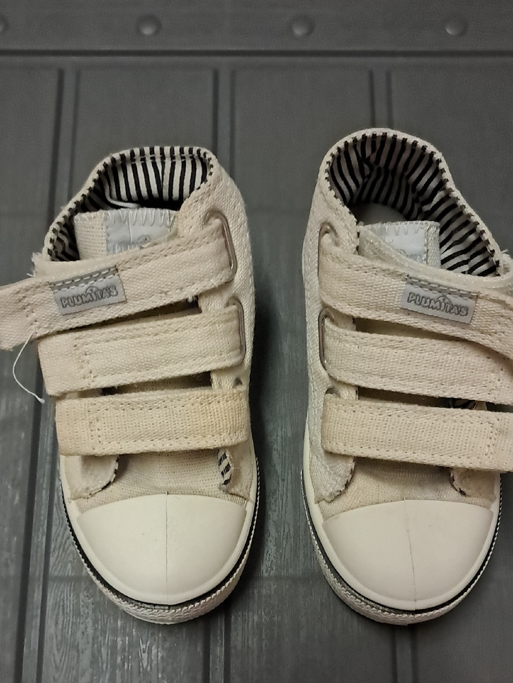 Pudwill Kids Cream Canvas Velcro Sneakers